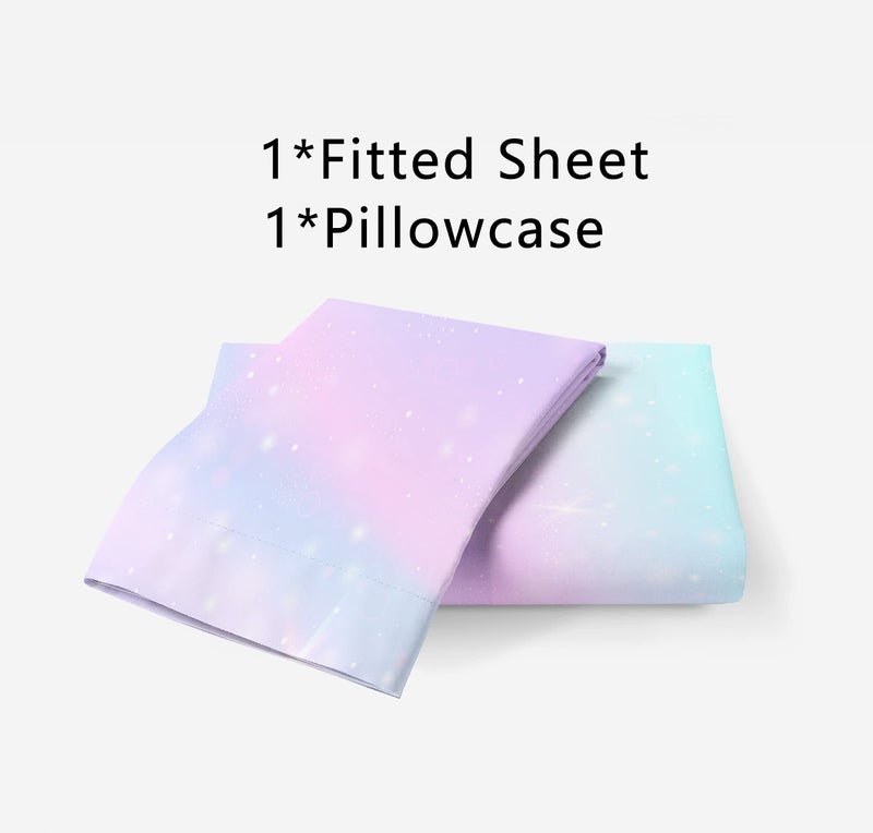 MUSOLEI Colorful Girl Fitted Sheet Set Rainbow Sheet, 3D Rainbow Bedding Set Girls Twin Sheets 2PCS Boho 1 Fitted Sheet with 1 Pillowcase Wrinkle Free Cozy Microfiber Twin Sheets for Girls (T) - Image 4